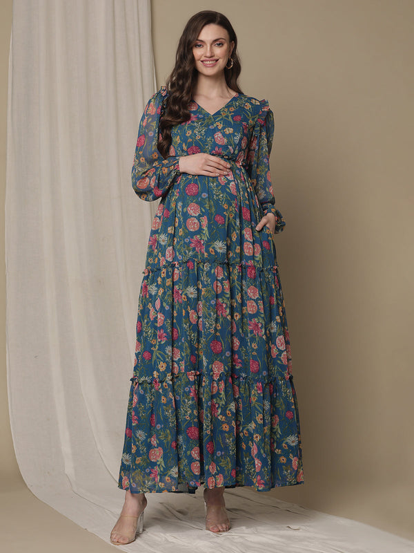 Buy Mine4Nine Women Maternity Dress - Blue Xl Online at Low Prices in India  - Paytmmall.com